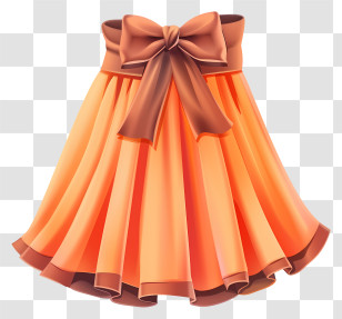 Skirt - Elegant Orange Skirt With Bow Design Transparent PNG