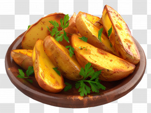 Potato Wedges - Seasoned Potato Wedges With Herbs Transparent PNG