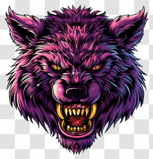 Werewolf - Fierce Purple Wolf Head Illustration Transparent PNG