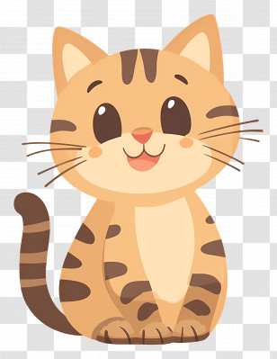 Cat Cartoon - Cute Happy Kitten Transparent PNG