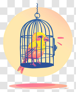 Bird In Cage - Yellow Bird In Cage Transparent PNG