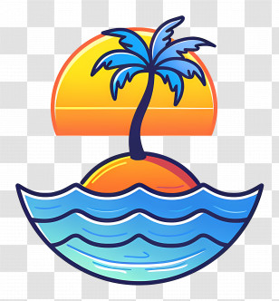 Beach Logo - Tropical Palm Tree At Sunset Transparent PNG