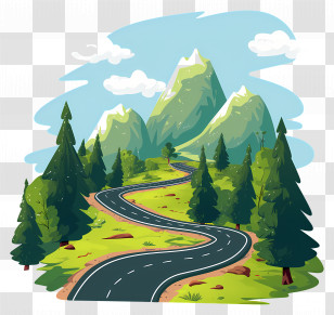 Mountain Trail - Scenic Mountain Road Transparent PNG