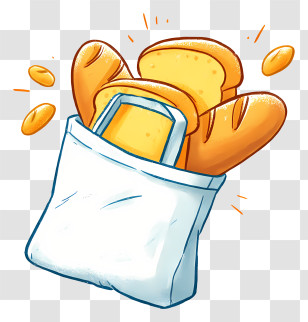 Bread In Plastic Bag - Fresh Bread In A Bag Illustration Transparent PNG
