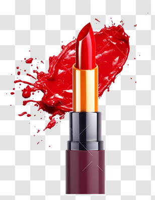 Red Lipstick - Bold Red Lipstick With Splash Design Transparent PNG