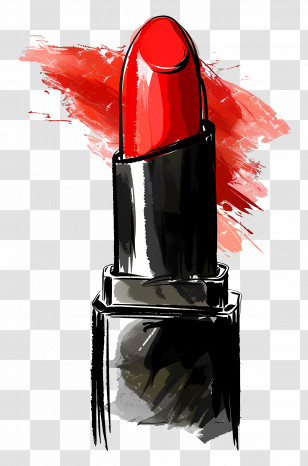 Lipstick - Red Lipstick With Artistic Background Transparent PNG