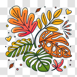 Autumn Tree Leaf - Colorful Doodle Leaves Illustration Transparent PNG