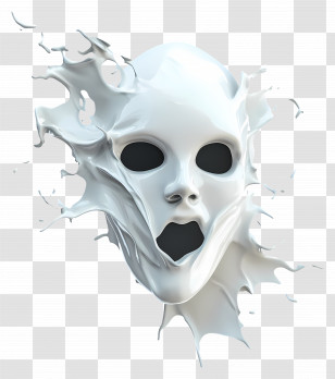 Ghost Face - Surreal White Mask With Expression Transparent PNG