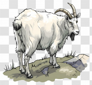 Goat - Cartoon Illustration Of A Mountain Goat Transparent PNG