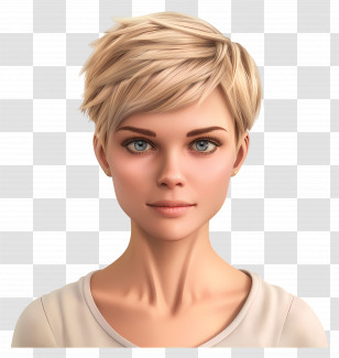 Very Short Pixie Haircuts - Digital Portrait Of Woman Transparent PNG