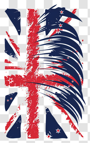 Waitangi Day - New Zealand Flag With Artistic Brush Strokes Transparent PNG