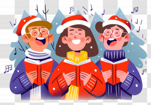 Go Caroling Day - Christmas Carolers Singing Outdoors Transparent PNG