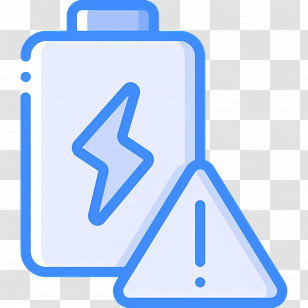 Battery Alert - Low Battery Warning Icon In Blue Design Transparent PNG