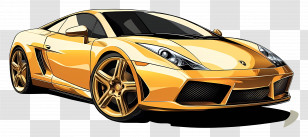Golden Car - Golden Sports Car Illustration With Sleek Design Transparent PNG
