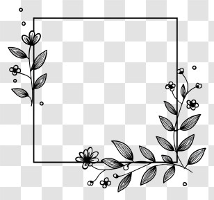 Minimalist Line Art Border - Elegant Floral Frame Design Transparent PNG