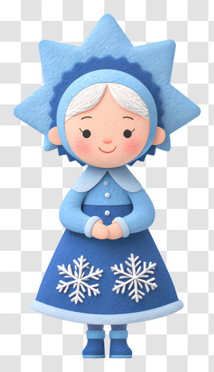 Girl In Snowflake Costume - Blue Snow Girl With Snowflakes Transparent PNG