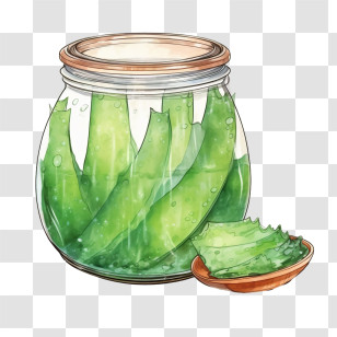 Aloe Vera - Aloe Vera Leaves In A Glass Jar Transparent PNG