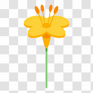 Yellow Flower - Yellow Flower With Stem Transparent PNG