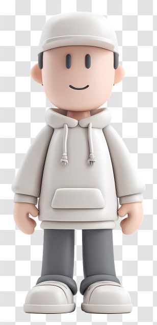 Mascot With Cap And Hoodie - Cartoon Character In White Hoodie Transparent PNG