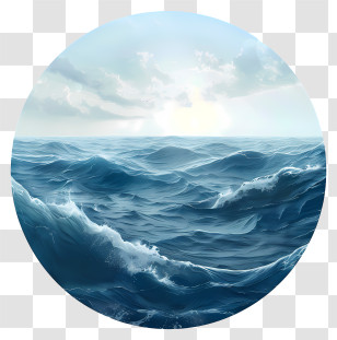 Sea - Ocean Waves In Circular Frame Transparent PNG