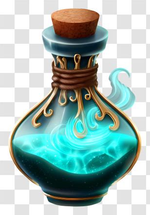 Potion Bottle - Glowing Blue Potion Bottle Illustration Transparent PNG