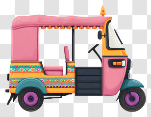 Indian Auto Rickshaw - Colorful Decorative Rickshaw Transparent PNG