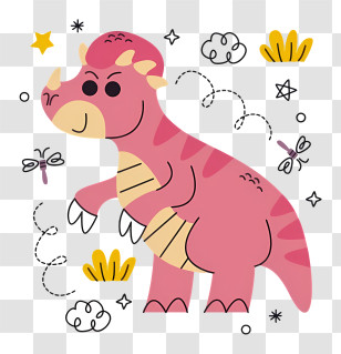 Cartoon Dinosaur - Pink Dinosaur In Cute Cartoon Style Illustration Transparent PNG