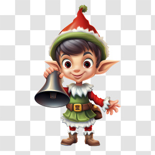 Christmas Elf - Cheerful Cartoon Elf With Bell For Christmas Transparent PNG