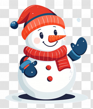 Christmas Snowman - Friendly Cartoon Snowman With Winter Accessories Transparent PNG