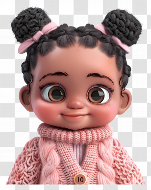 Baby Girl - Cute Girl With Braids Transparent PNG
