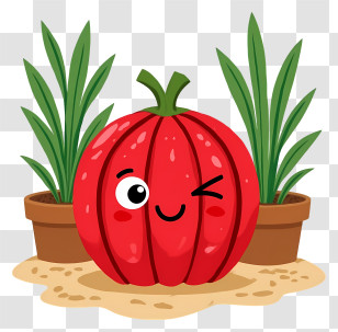 Cartoon Watermelon - Cheerful Winking Tomato Transparent PNG