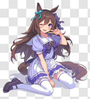 Umamusume Pretty Derby - Playful Winking Horse-girl In Purple Transparent PNG