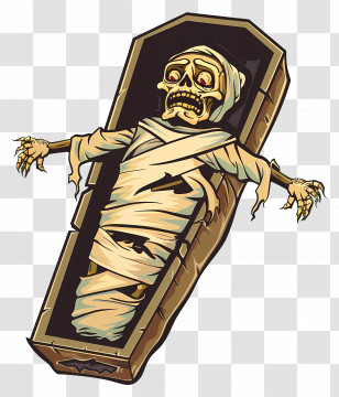 Scary Mummy - Spooky Mummy In Coffin Transparent PNG