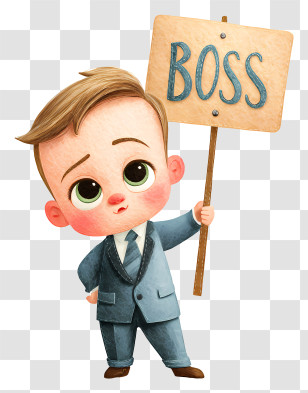 Boss Baby Holding Placard - Cartoon Boss Baby With Sign Transparent PNG