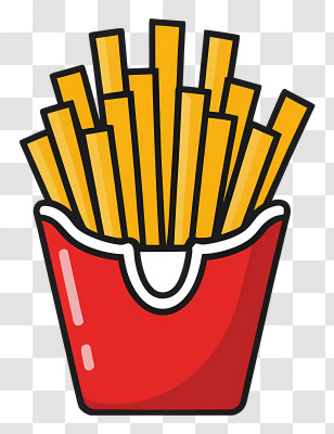 Cartoon - Crispy Fries In A Red Carton Transparent PNG