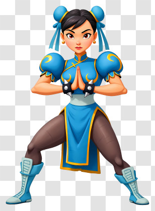 Chun Li - Martial Artist In Blue Costume Transparent PNG
