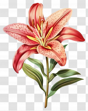 Lily Flower - Elegant Pink Lily Plant Design Transparent PNG