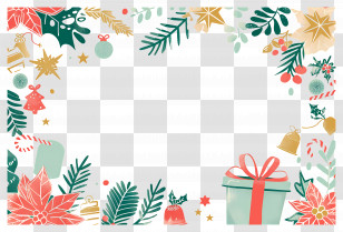 Christmas Background - Festive Christmas Border Featuring Gifts And Decorations Transparent PNG