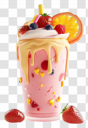 Smoothie - Delicious Strawberry Milkshake With Fruits Transparent PNG