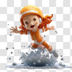 Girl Diving - Playful Girl In Orange Suit Splashing Water Transparent PNG