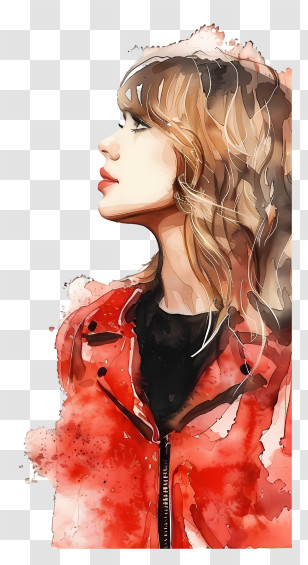 Taylor Swift - Creative Woman Illustration In Red Jacket Transparent PNG