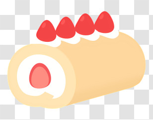 Food - Strawberry Roll Cake With Cream Transparent PNG