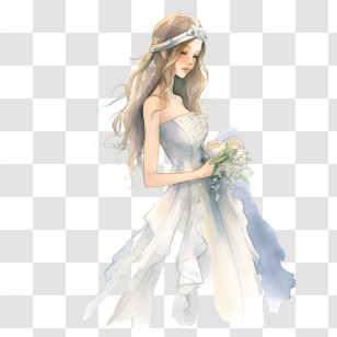 Wedding Dress
 - Watercolor Bridal Portrait Illustration Transparent PNG