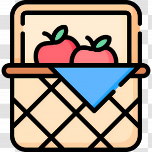 Food Gift Baskets - Basket With Red Apples And Blue Cloth Transparent PNG