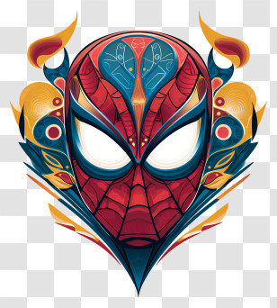 Spiderman Head - Artistic Decorative Mask Design Transparent PNG