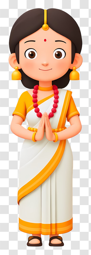 Indian Woman Welcome Namaste Hands - Girl In White Sari With Namaste Transparent PNG