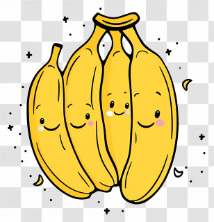 Cute Bananas - Cute Smiling Bananas Illustration Transparent PNG