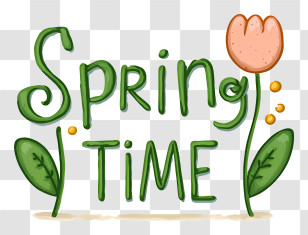 Spring Logo Word - Spring Time Green Lettering Transparent PNG