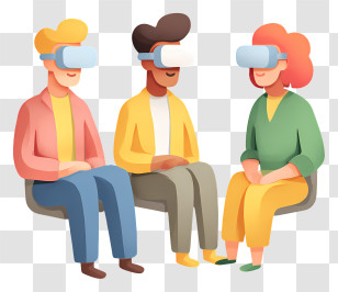 Employee Vr Meeting - Group Of VR Users With Headsets Transparent PNG