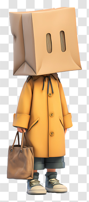 Paper Bag Anime - Character With Paper Bag And Coat Transparent PNG